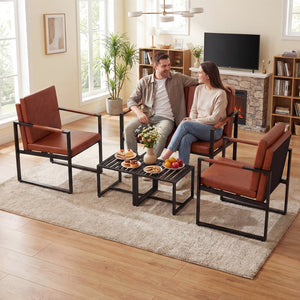 5 Pieces Living Room Set with 2 Accent Chairs and 2 Coffee Tables-Brown view 8