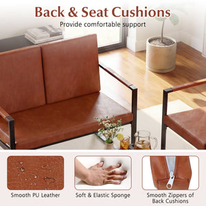 5 Pieces Living Room Set with 2 Accent Chairs and 2 Coffee Tables-Brown view 9