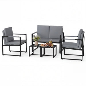 5 Pieces Living Room Set with 2 Accent Chairs and 2 Coffee Tables-Gray
