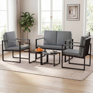5 Pieces Living Room Set with 2 Accent Chairs and 2 Coffee Tables-Gray view 3