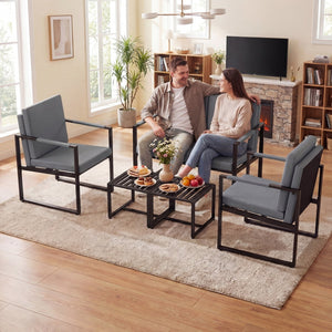 5 Pieces Living Room Set with 2 Accent Chairs and 2 Coffee Tables-Gray view 8