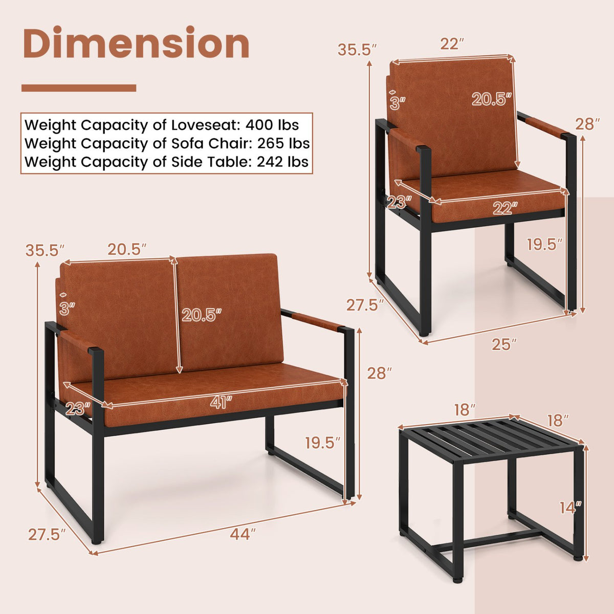 Set of 2 Metal End Tables with Slatted Tabletop-Black view 5