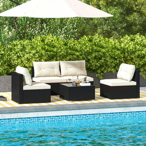 5 Pieces Outdoor Patio Furniture Set with Cushions and Coffee Table view 2