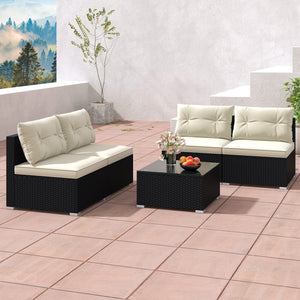 5 Pieces Outdoor Patio Furniture Set with Cushions and Coffee Table view 6