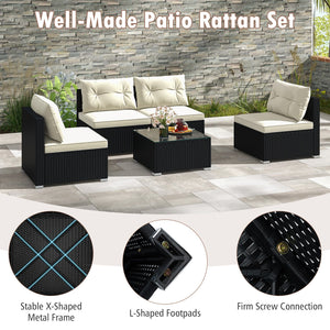 5 Pieces Outdoor Patio Furniture Set with Cushions and Coffee Table view 9