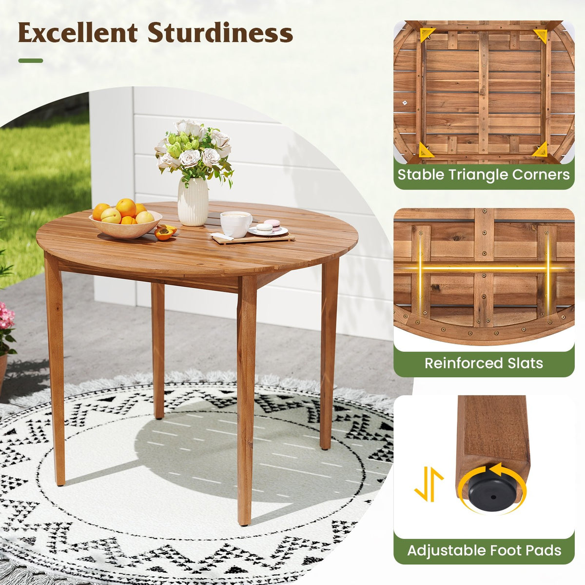 5 Pieces Patio Dining Set with Cushions and PE Rattan Backrest for Garden and Backyard view 8
