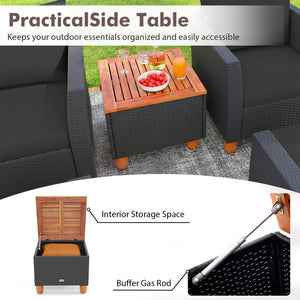 5 Pieces Patio Furniture Set with Loveseat and Armchairs for Porch-Black view 6