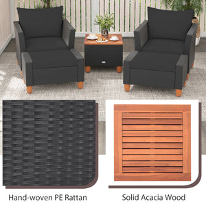 5 Pieces Patio Furniture Set with Loveseat and Armchairs for Porch-Black view 7