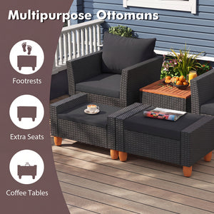 5 Pieces Patio Furniture Set with Loveseat and Armchairs for Porch-Black view 8