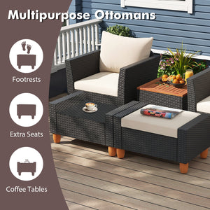 5 Pieces Patio Furniture Set with Loveseat and Armchairs for Porch-White view 6