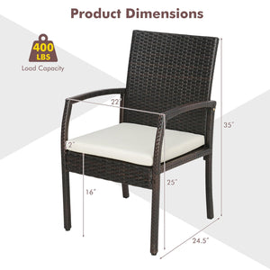 5 Pieces Patio Wicker Cushioned Dining Set with Umbrella Hole view 5