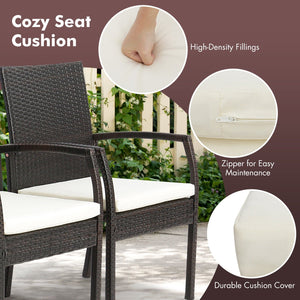 5 Pieces Patio Wicker Cushioned Dining Set with Umbrella Hole view 8