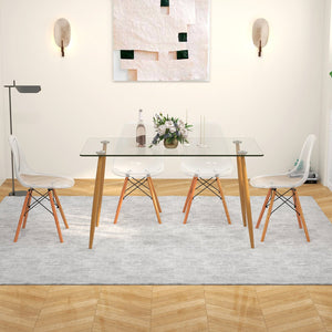 5 Pieces Rectangle Dining Table Set with 51 Inch Glass Tabletop-Transparent view 6