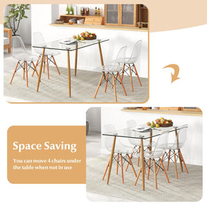 5 Pieces Rectangle Dining Table Set with 51 Inch Glass Tabletop-Transparent view 8