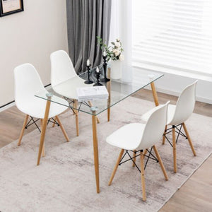 5 Pieces Rectangle Dining Table Set with 51 Inch Glass Tabletop-White view 2