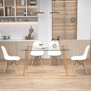 5 Pieces Rectangle Dining Table Set with 51 Inch Glass Tabletop-White view 3