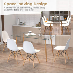 5 Pieces Rectangle Dining Table Set with 51 Inch Glass Tabletop-White view 5