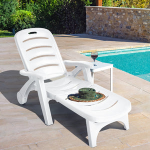 5 Position Adjustable Folding Lounger Chaise Chair on Wheels view 2