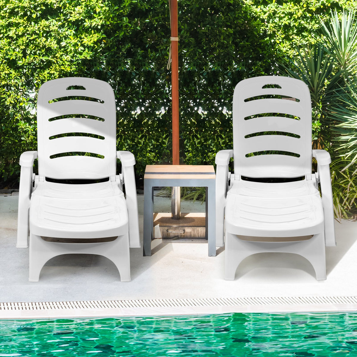 5 Position Adjustable Folding Lounger Chaise Chair on Wheels view 9