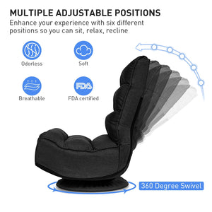 5-Position Folding Floor Gaming Chair-Black view 6