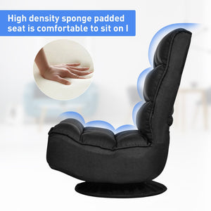 5-Position Folding Floor Gaming Chair-Black view 8
