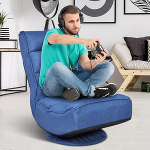 5-Position Folding Floor Gaming Chair-Navy view 3