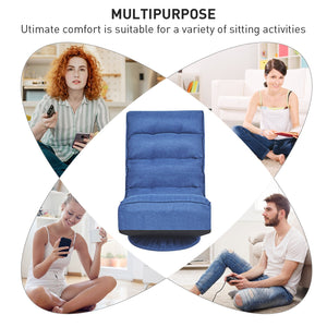 5-Position Folding Floor Gaming Chair-Navy view 5
