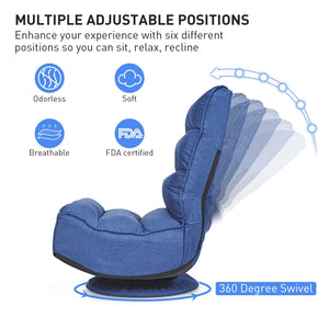 5-Position Folding Floor Gaming Chair-Navy view 6