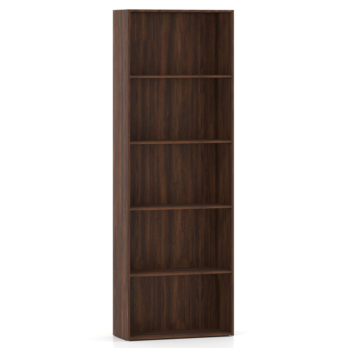 5-Shelf Storage Bookcase Modern Multi-Functional Display Cabinet Furniture-Walnut