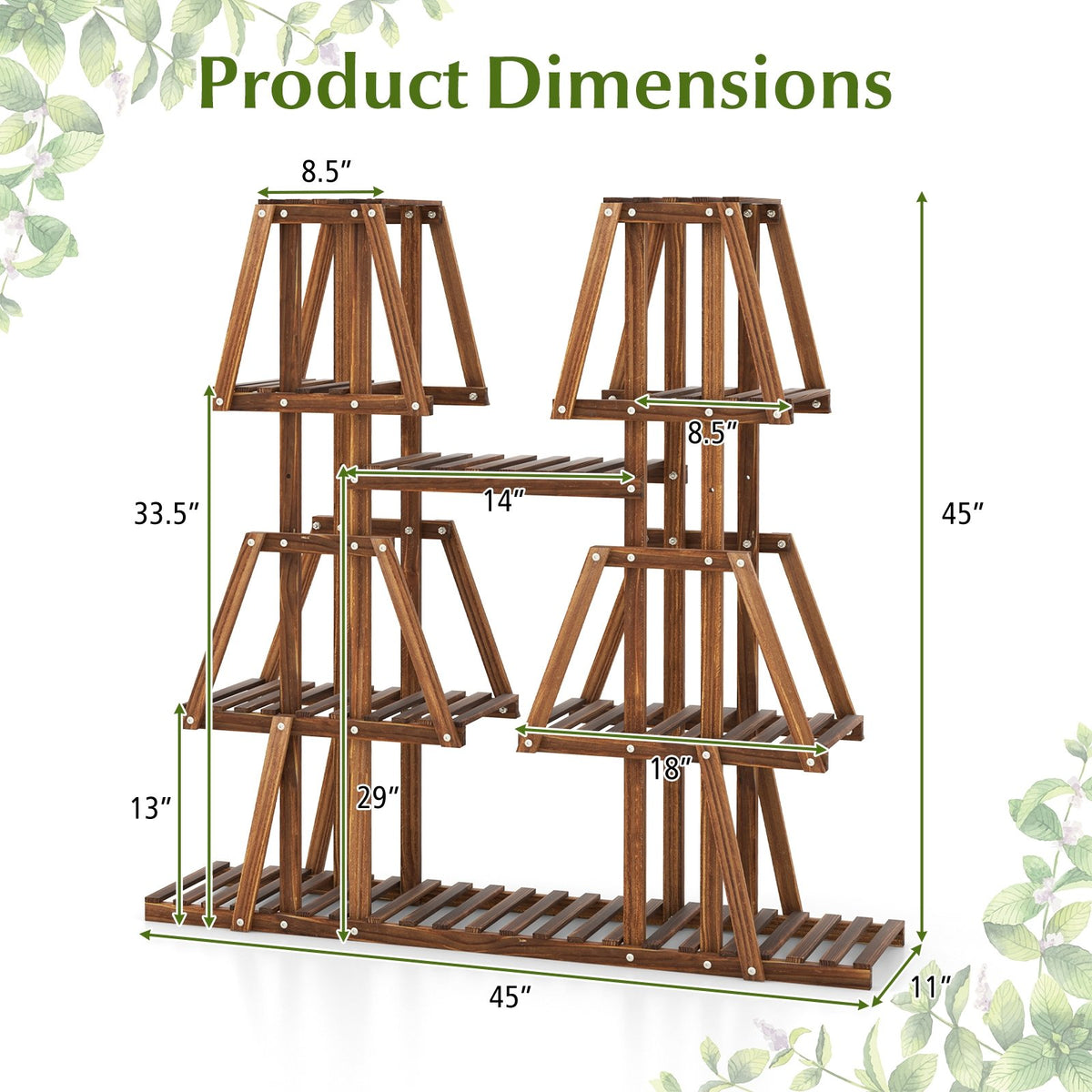 5-Tier 10 Potted Wood Plant Stand for Multiple Plants view 5