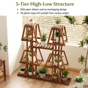 5-Tier 10 Potted Wood Plant Stand for Multiple Plants view 6