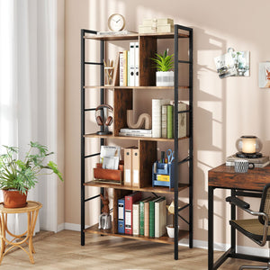 5-tier Bookcase 61 Inch Tall Industrial Bookshelf with Metal Frame view 3
