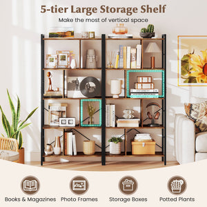 5-tier Bookcase 61 Inch Tall Industrial Bookshelf with Metal Frame view 7