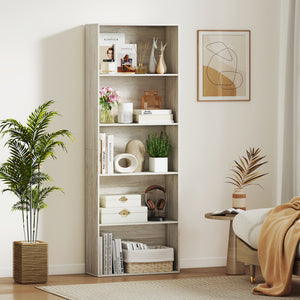 5-Tier Bookshelf Freestanding Display Shelf for Home Office-Gray view 3