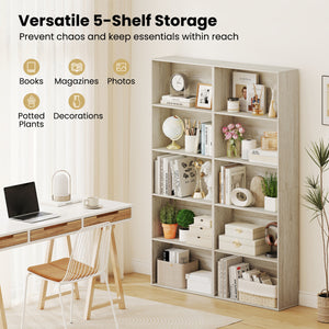 5-Tier Bookshelf Freestanding Display Shelf for Home Office-Gray view 7