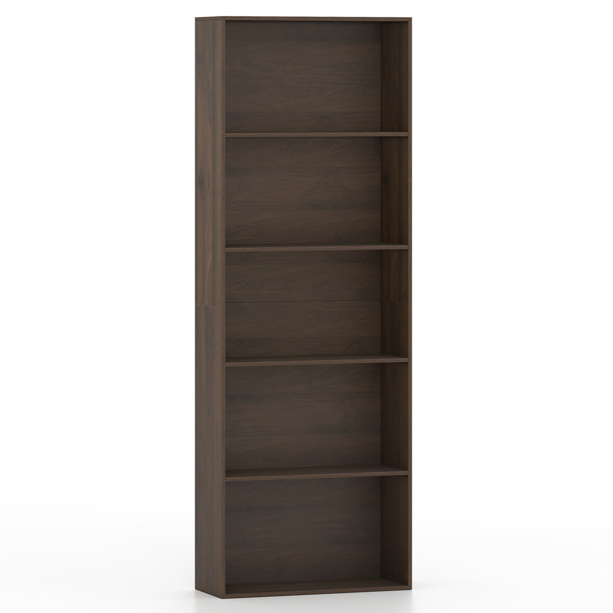 5-Tier Bookshelf Open Bookcase Freestanding Display Shelf Storage Organizer-Dark Walnut view 4