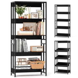 5-Tier Bookshelf with Adjustable and Tiltable Shelves-Black view 4