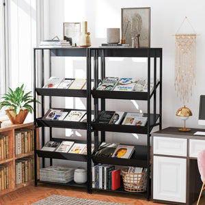 5-Tier Bookshelf with Adjustable and Tiltable Shelves-Black view 6