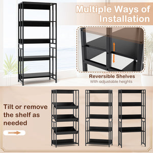 5-Tier Bookshelf with Adjustable and Tiltable Shelves-Black view 7