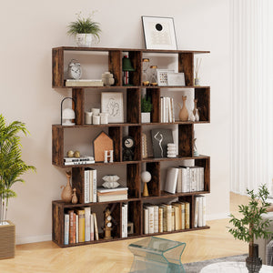 5-Tier Bookshelf with Anti-Toppling Device for Living Room Home Office-Rustic Brown view 3