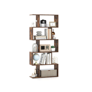 5-Tier Bookshelf with Anti-Toppling Device for Living Room Home Office-Rustic Brown view 4