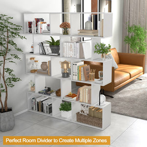 5-Tier Bookshelf with Anti-Toppling Device for Living Room Home Office-White view 8