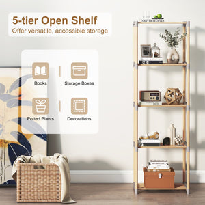 5-Tier Bookshelf with Open Shelves for Home Office and Bathroom-5-Tier view 7