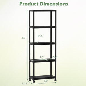 5-Tier Heavy-Duty Plastic Storage Shelves Freestanding Garage Shelving Unit view 4