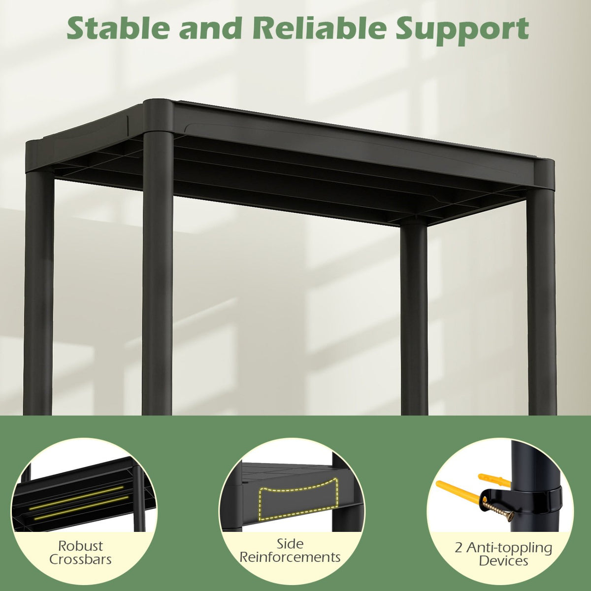 5-Tier Heavy-Duty Plastic Storage Shelves Freestanding Garage Shelving Unit view 7