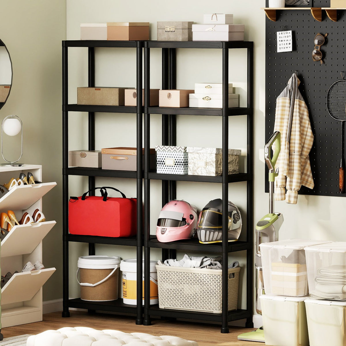 5-Tier Heavy-Duty Plastic Storage Shelves Freestanding Garage Shelving Unit view 8