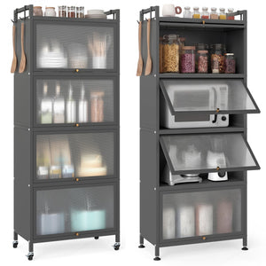 5-Tier Kitchen Baker's Rack with Flip-up PC Doors-Gray