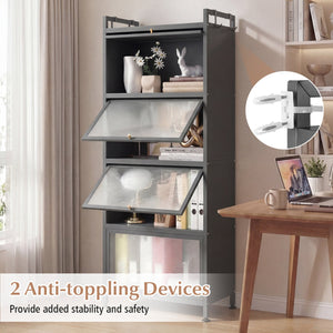 5-Tier Kitchen Baker's Rack with Flip-up PC Doors-Gray view 8