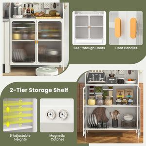 5-Tier Metal Baker's Rack with See-through Flip-up Door and Pegboard-White view 8