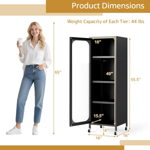 5-Tier Metal Storage Cabinet Narrow with Adjustable Shelves-Black view 5